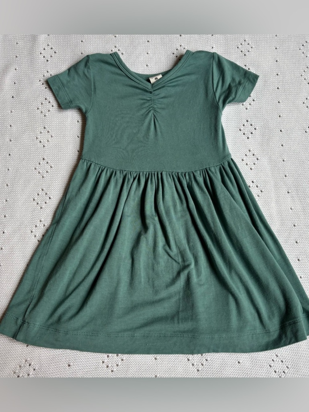 kate quinn Short-Sleeve Gathered Waist Dress - Teal Green
